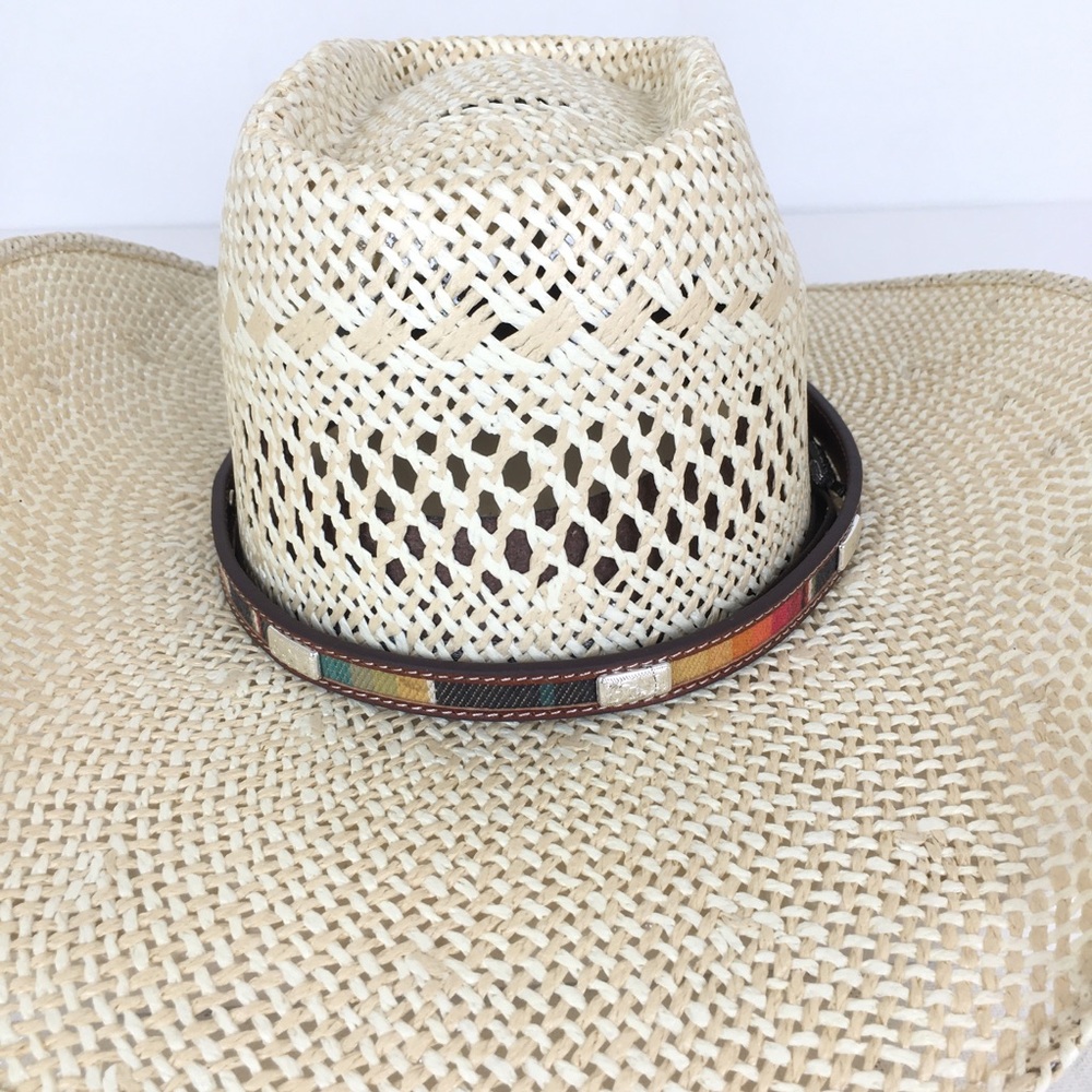 Western Leather Concho Studded Hat Band With Buckle NEW By 3D NWT